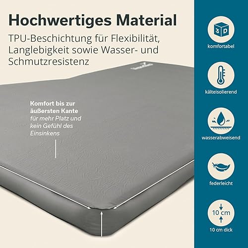 Skandika Premium Easy Isomatte Car 3D | Auto Matratze 10 cm dick, selbstaufblasend, leicht, faltbar, selbstfüllender Schaumstoff, Kofferraum, Gästematratze, Luftmatratze | Camping, Outdoor, Reisen