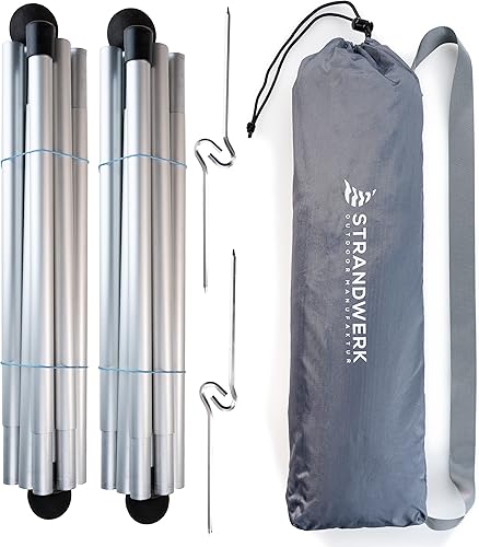 Premium Lycra Strandzelt – Strandmuschel Pop-Up Sonnensegel mit 4 Alu-Stangen und Sand-Ankern - Zelt Jasper dunkelblau