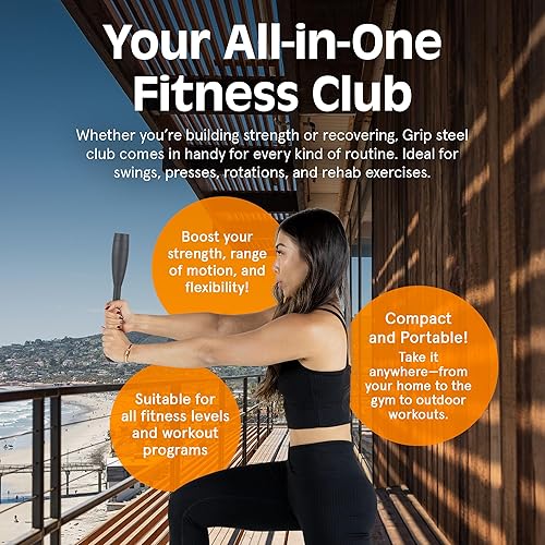 Retrospec Grip Steel Club Krafttraining, Rehabilitation, Stretching, Konditionierung und Rotationstraining – 5, 10, 6,8 kg Optionen für Damen und Herren