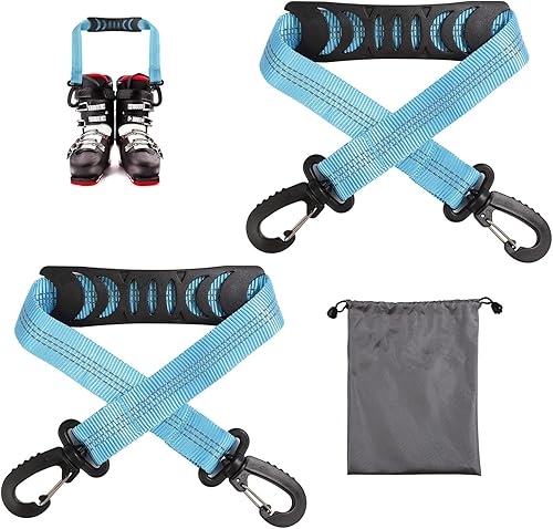lasuroa 2stk Skischuh-Tragegurte mit Aufbewahrungstasche, Tragbare Ski-Tragegurte Rucksackgurte Ski-Schulterschlinge Skitasche Schultergurt Skate-Leine Rollschuh-Leine Ski-Zubehör