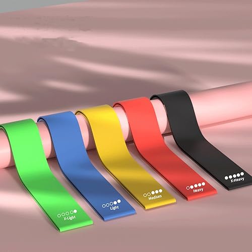 5 Stück Fitnessbänder, Fitnessband, Naturlatex Fitnessband, Widerstandsbänder, Naturlatex Resistance Bands Gymnastikbänder für Muskelaufbau Pilates Yoga und Fitness, Mit Aufbewahrungstasche