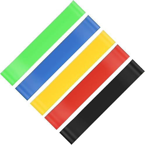 5 Stück Fitnessbänder, Fitnessband, Naturlatex Fitnessband, Widerstandsbänder, Naturlatex Resistance Bands Gymnastikbänder für Muskelaufbau Pilates Yoga und Fitness, Mit Aufbewahrungstasche