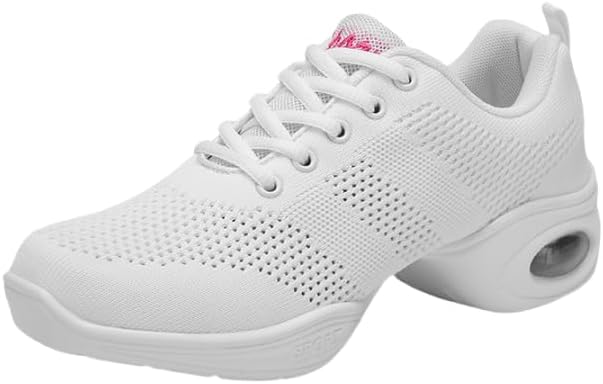 Jazzschuhe Damen Lace Up Tanzsneaker Damen Geteilte Sohle Luftkissen Moderne Tanzschuhe Plattform Pumps Blockabsatz