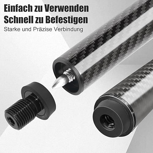 RAYNA GAMES Pool Queue Verlängerung mit 3 Bumpern Carbon Fiber Billard Queue Extender Pool Queue Zubehör