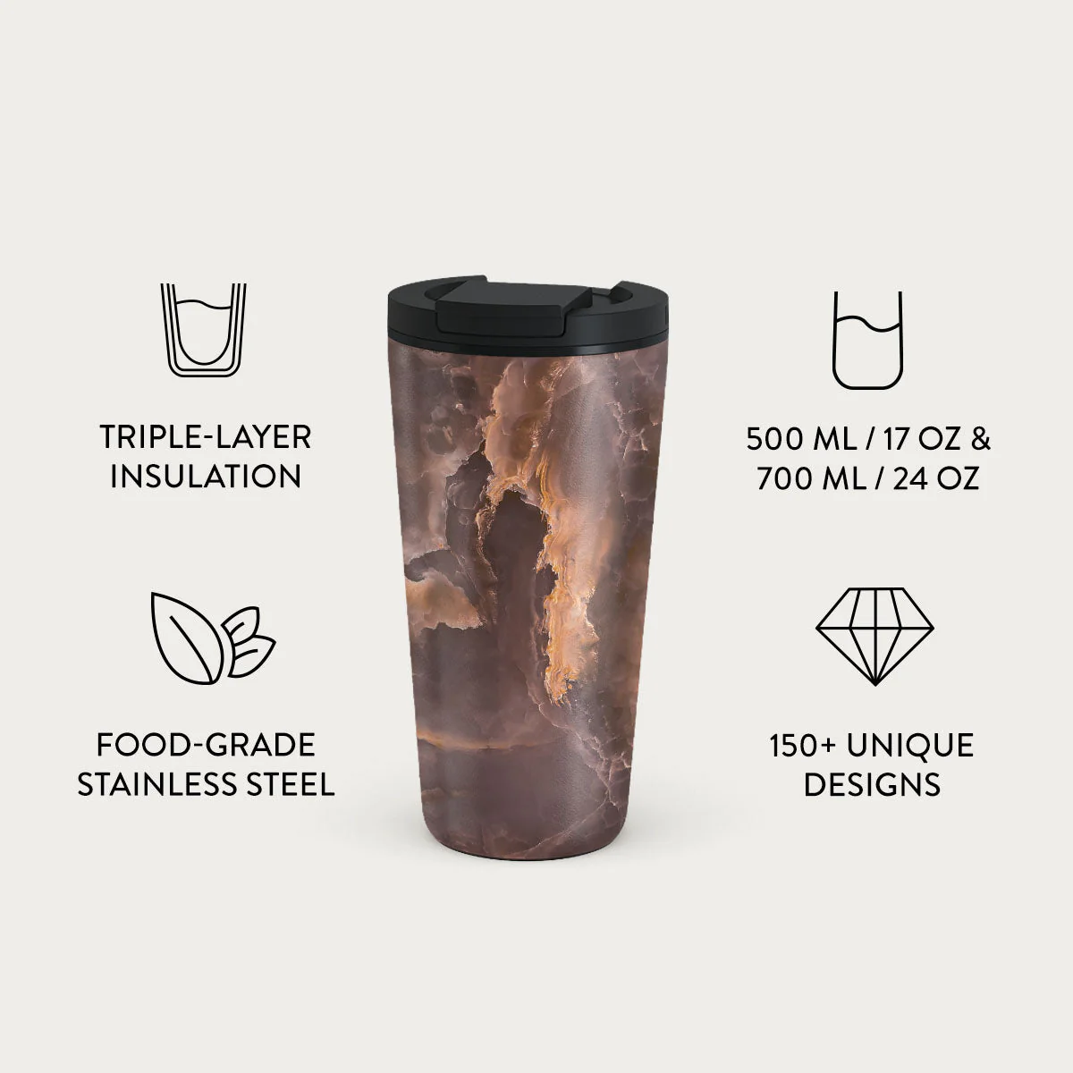 Fire Wood - Brown Marble Travel Mug