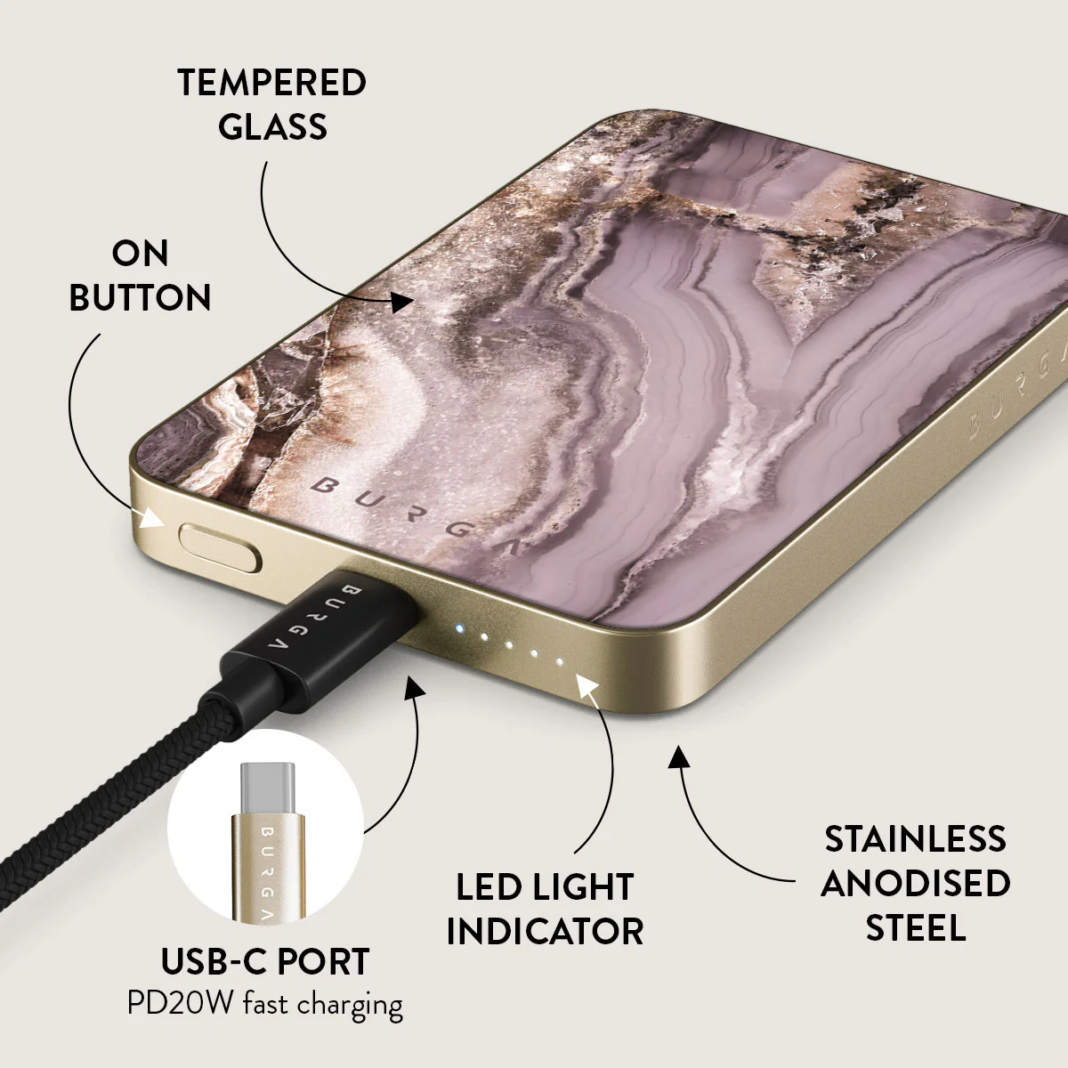 Golden Taupe - Fashion Magnetic Power Bank