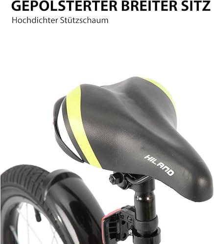 HILAND 20 Zoll Kinderfahrrad für Jungen 6 7 8 9 10 Jahre mit Stützrädern, Handbremse und Rücktrittbremse Schwarz/Grün