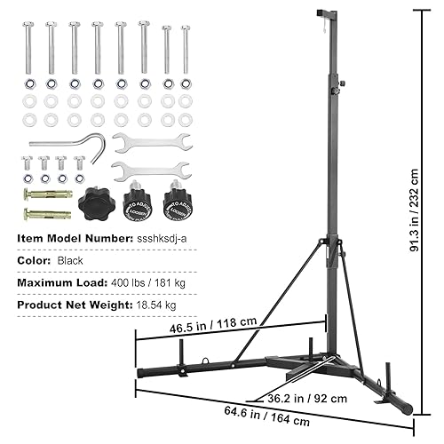 VEVOR Boxsack-Ständer, Stahl, strapazierfähig, Trainingsgerät, höhenverstellbar, mit beschwertem Boden, hält bis zu 180 kg, freistehender Sandsackständer für Zuhause, Fitnessstudio, Fitness