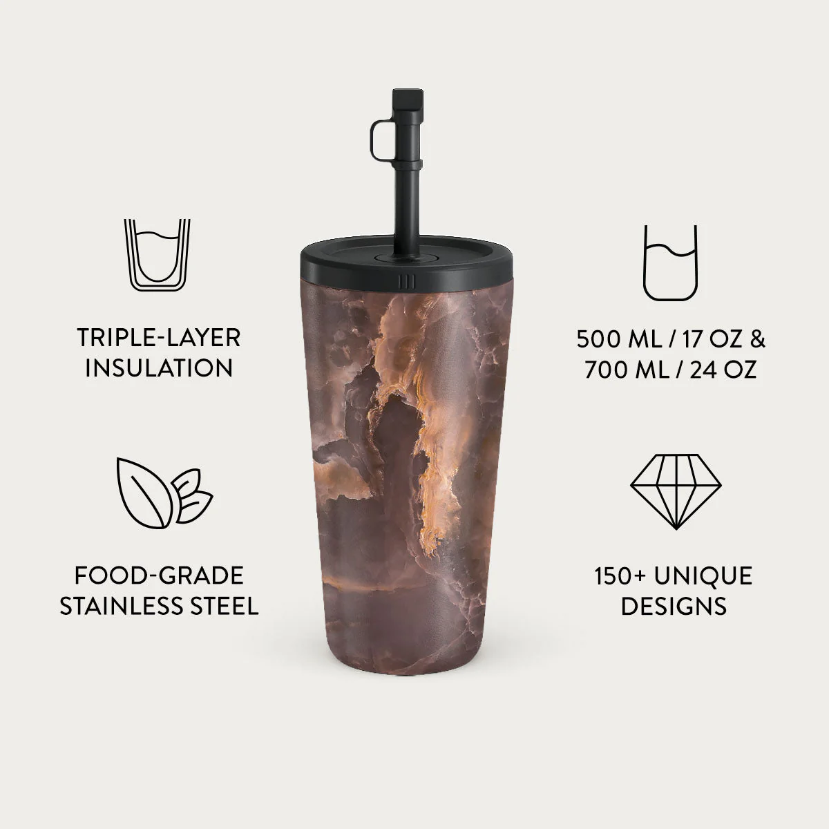 Fire Wood - Brown Marble Travel Mug