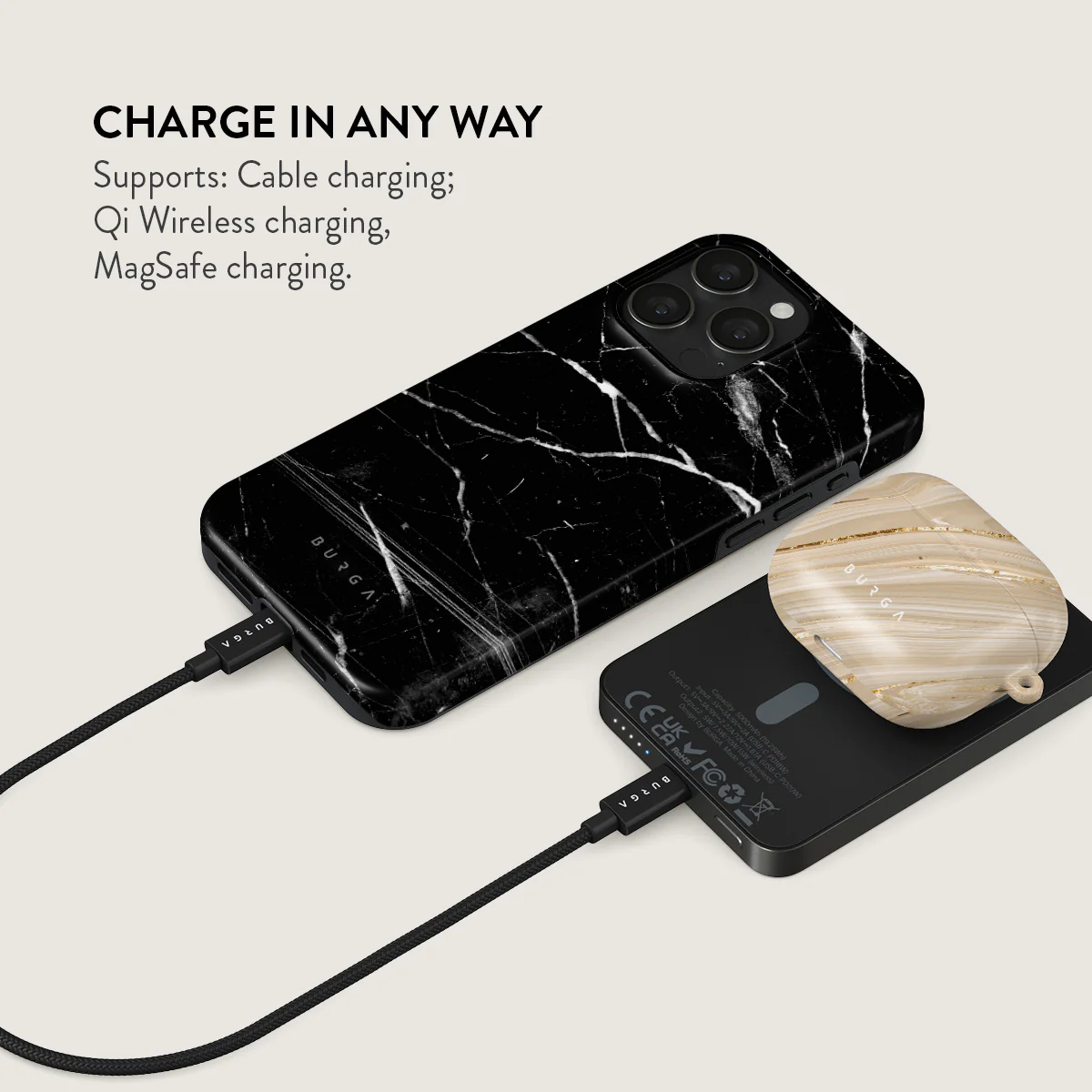 Noir Origin - Black Marble Magnetic Power Bank