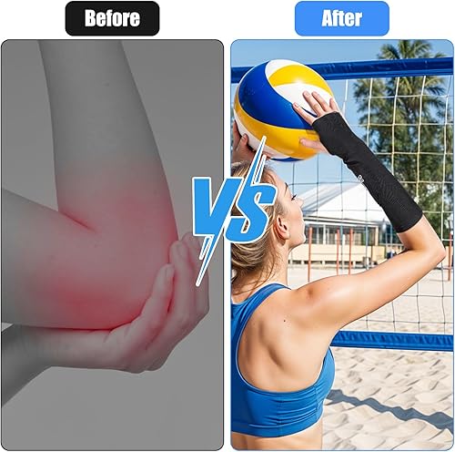 JIEYAO 1 Paar Volleyball Armschoner für Erwachsener, Unterarmschoner mit Anti-Rutsch Schutzpolster und Daumenloch Elastische Volleyball Armmanschetten Unterarmschutz Arm Sleeves Zubehör