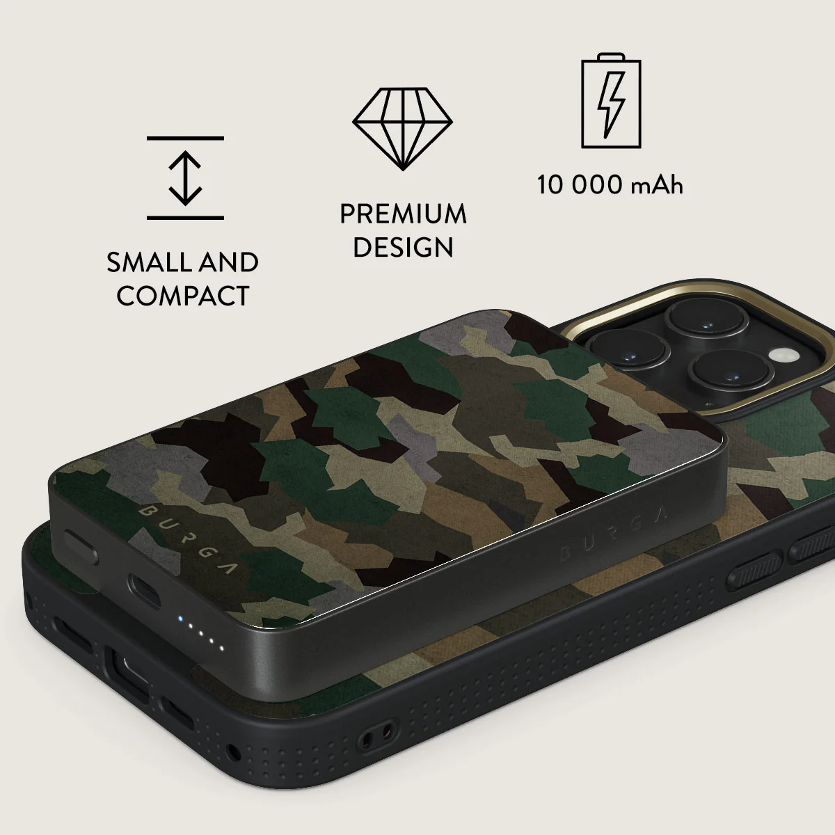 Tropical Green Camo - Magnetic Power Bank