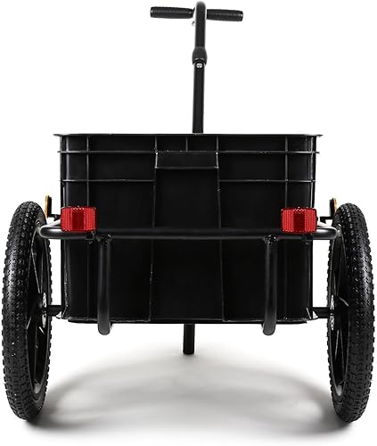 Duramaxx Big-Mike - Fahrradanhänger, Lastenanhänger, Handwagen, mit Hochdeichsel, Transportbox mit 70 Liter Volumen, Max. 40kg, Kugel-Kupplung für Fahrräder mit 26'' - 28''