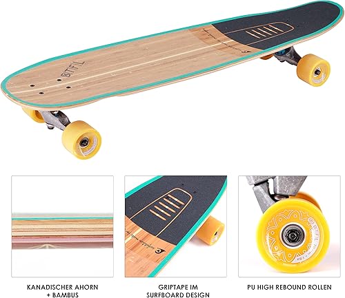 BTFL Surfskate Board Ideales Surftraining für Balance, Carving & Pumping. Komplett Surf-Skateboard mit G-Truck Surfskate Achse und Rollen für Anfänger und Fortgeschrittene: Sol, Cody, Moby & Aurelia