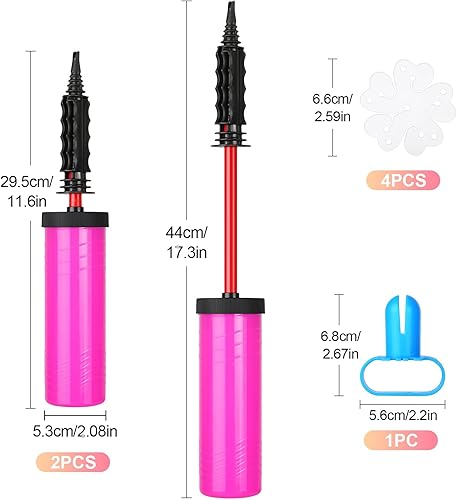 Amentalove 2 Stück Ballonpumpe, Luftballonpumpe Hand, Luftpumpe Ballon, Luftballon Pumpe, Ballonpumpe Luftballons mit 4 Geknoteten Ösen und 1 Knoten für Hochzeit Geburtstag Party Dekorationen (Rosa)