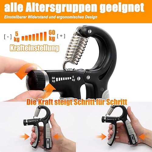 UNILECON Handtrainer Unterarmtrainer Griffkraft Trainer - Einstellbarer Widerstand 5-60kg Hand Trainer,Rutschfester Griff und Ergonomisches Design,Fingertrainer für Sportler