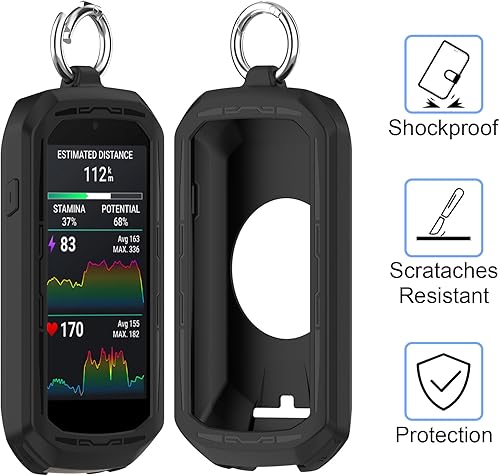 Haofun Hülle für Garmin Edge 1050 Silikonhülle, All-Inclusive Stoßfester Schutz mit Schlüsselring, Silikon Schutzhülle Skin - GPS Bike Zubehör für Garmin Edge 1050 Schutzhülle(Schwarz)