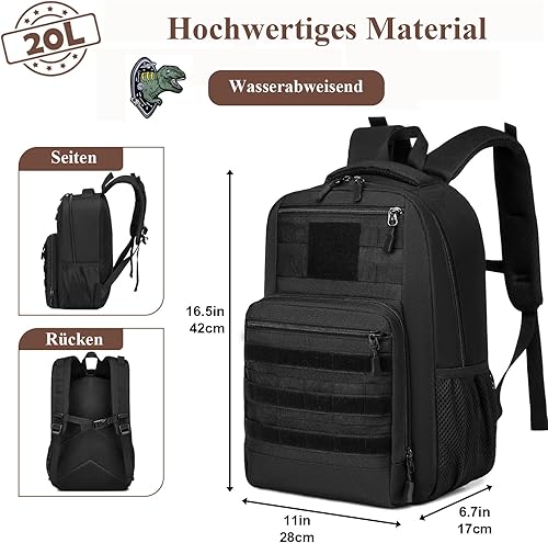 BlesMaller 20L Wanderrucksack mini taktischer Rucksack mit Laptopfach für Schule Camping Outdoor Reise Trekking