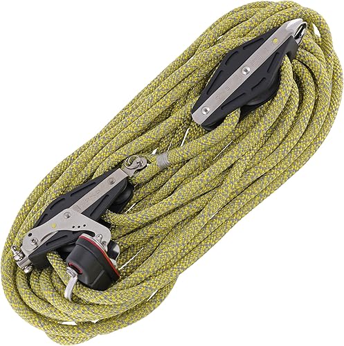 Sprenger Großschot-Talje 12 mm Seilzug I S-Block Gleitlager, Schotklemme – 20 Meter Schot I UV-beständiger Kunststoff und rostfreier Edelstahl I mit wiederverschließbar Aufbewahrungstasche