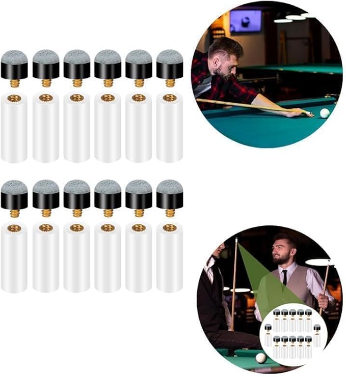 iguTrail 12 Stück Billard Queue Spitzen Ersatz Schraubspitzen mit Ferrule 12mm Grau | Billard Zubehör Set für Billardstöcke & Pool Queues
