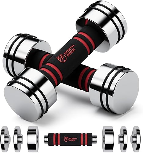 Northdeer STAHL Kurzhanteln - Ultrakompakte Einstellbare Hanteln 2,5kg 5kg 7,5kg 10kg 15kg 25kg mit Schaumstoff-Griff - Innovative Stahlhantel für Zuhause