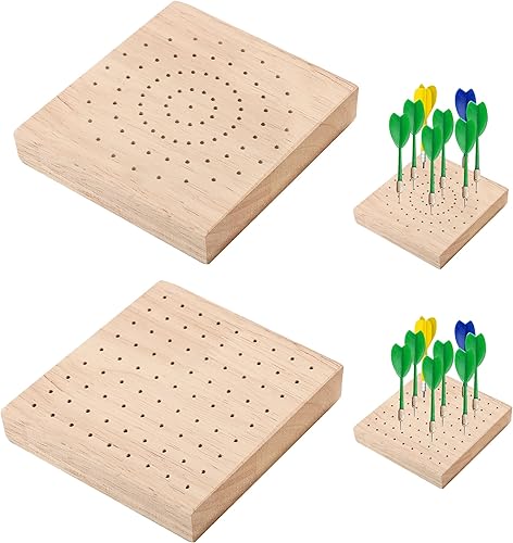 Editbar 2 Stück Darthalter Holz Dartpfeile Halterung,Unterschiedliche Platzierung der Löcher Dart Aufbewahrung,Holz Dart Stand Sitz für Aufbewahrung von Steeldarts, Softdarts und Darts Aller Art