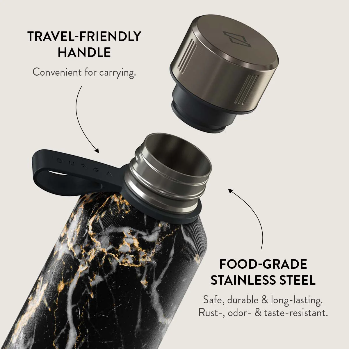 Make A Wish - Gold Marble Water Bottle