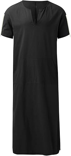 Caxndycing Kaftan Herren Jalabiya Herren Baumwolle Stehkragen Robe Arabische Kleidung Lang Muslimische Kleider Thobe Hemden Gebetskleidung für Männer Muslim Abaya Muslim Tunika