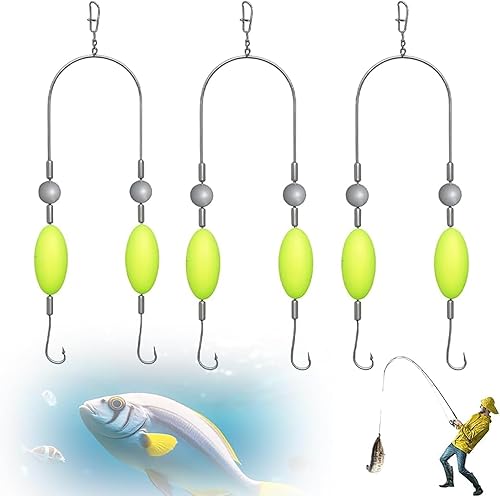 Double-Hook Reverse Bottom Rig - 5 StüCk Angelhaken Set, Doppelhaken Und Unterhaken Angeln, Design Doppelhaken AngelköDer AngelzubehöR Set FüR SüßWasser Salzwasser