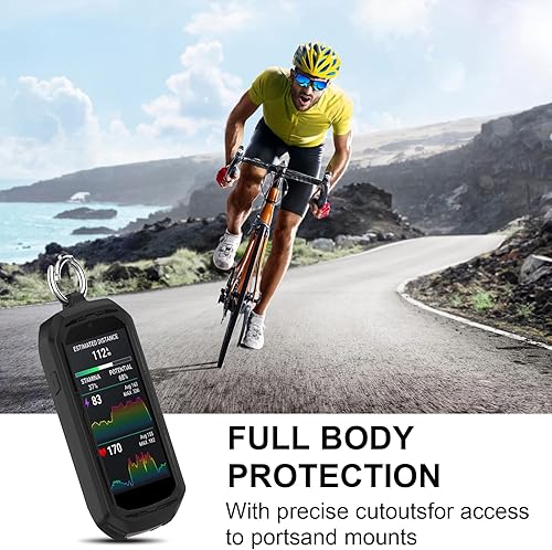 Haofun Hülle für Garmin Edge 1050 Silikonhülle, All-Inclusive Stoßfester Schutz mit Schlüsselring, Silikon Schutzhülle Skin - GPS Bike Zubehör für Garmin Edge 1050 Schutzhülle(Schwarz)