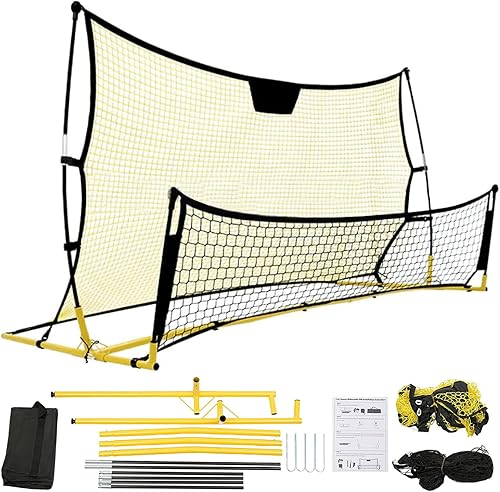 2 in 1 Fußballtor, Training Netz mit hohem & niedrigem Rückprall, Fußball Rebounder-Netz Upgraded Portable Soccer Rebounder für Trainingsübungen und Fußballschuss