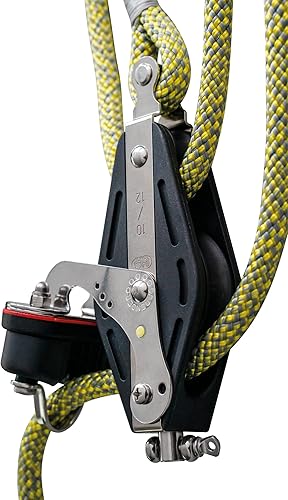 Sprenger Großschot-Talje 12 mm Seilzug I S-Block Gleitlager, Schotklemme – 20 Meter Schot I UV-beständiger Kunststoff und rostfreier Edelstahl I mit wiederverschließbar Aufbewahrungstasche