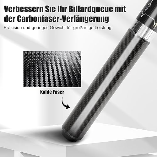 RAYNA GAMES Pool Queue Verlängerung mit 3 Bumpern Carbon Fiber Billard Queue Extender Pool Queue Zubehör