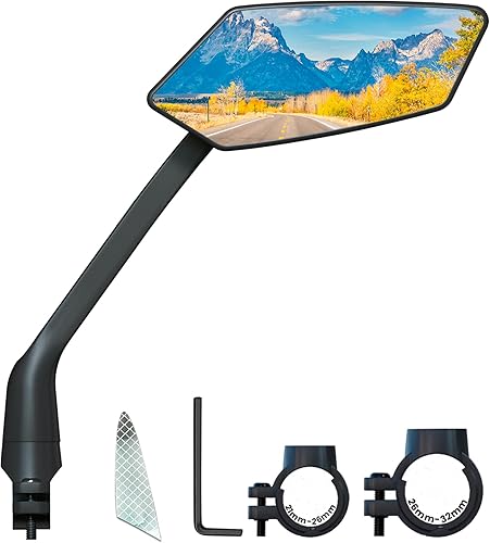 2024 Neuer Fahrradspiegel,UHD-Glas-Rückspiegel, Drehbar Einfache Installation Fahrrad Rückspiegel für Ebike Scooter Snowbike (Silber Rechts)