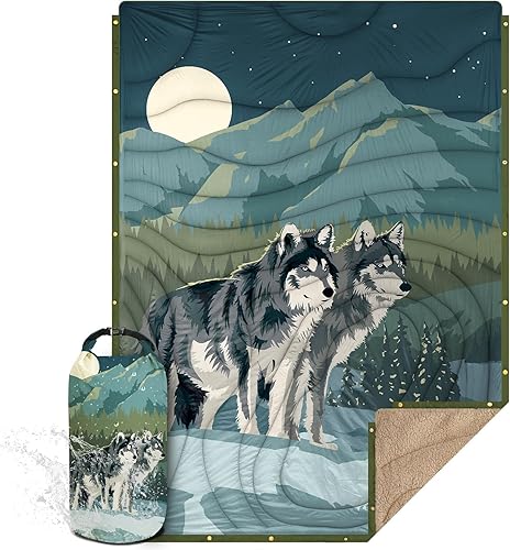 KawaGebo Kamp Sherpa Outdoor Decke Warm & Ultraleicht mit Packsack，N IN 1Camping Decke wasserabweisend，Poncho & Schlafsack Campingdecke Zum Schlafen,Deinem Van,145x200cm