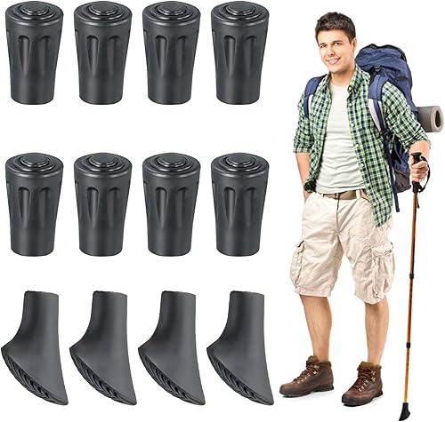 Nordic Walking Stöcke Gummipuffer, 12 Stück wanderstöcke gummipuffer, Schwarz gehstock gummipuffer, gummipuffer urchmesser von 10-11mm, trekkingstöcke ersatzteile für Asphalt, Kies, Berge, Wandern