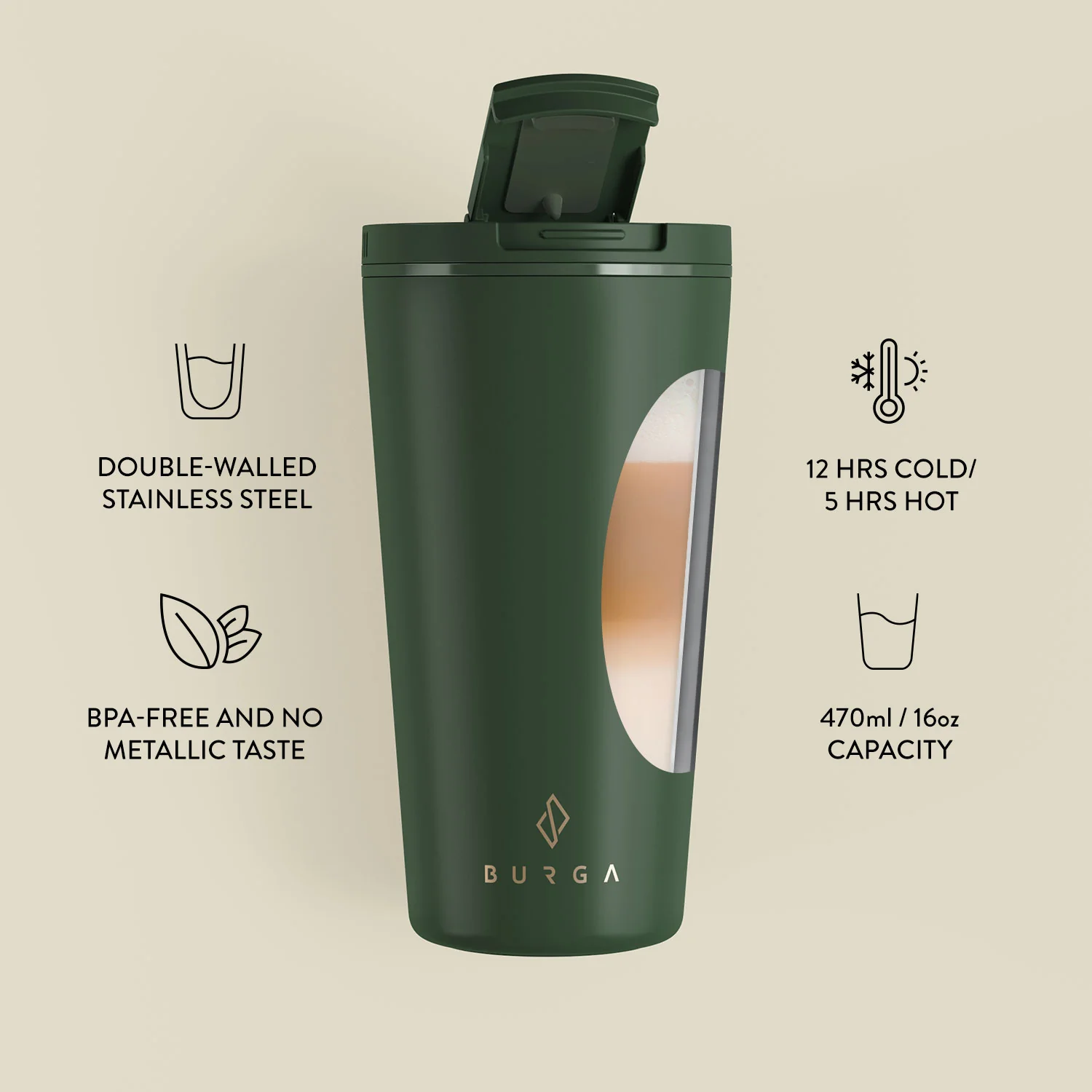Forest Green - Khaki Travel Mug