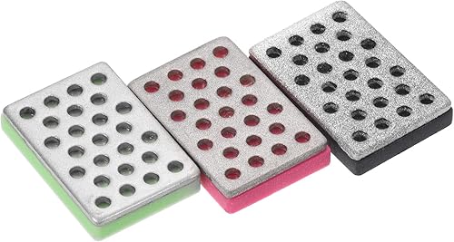 PATIKIL 3Pack 1.2'x0.8' Extra-Grob/Fein/Extra-Fein Ski Snowboard Diamantstein Ski Kantenschleifer Diamant Kantenfeile Snowboard Schleifscheibe Schwarz/Fuchsia/Grün