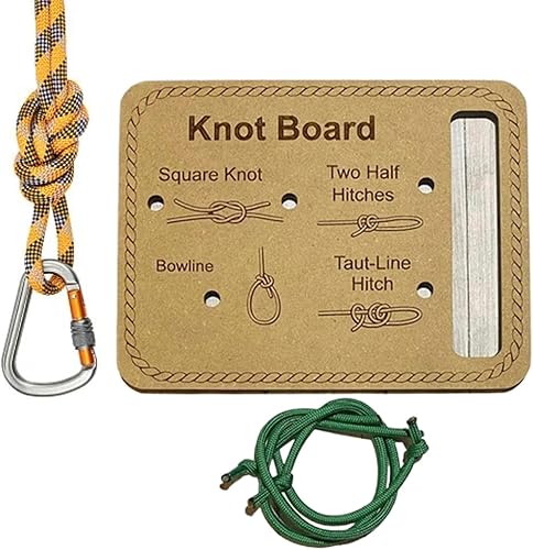 Knoten-Bindebrett, Survival-Knoten-Trainer-Zubehör, Seilbinden-Übungswerkzeug, lustiges pädagogisches Design, tragbares leichtes Lernmaterial, 20 x 14 cm, für Outdoor, Männer, Frauen