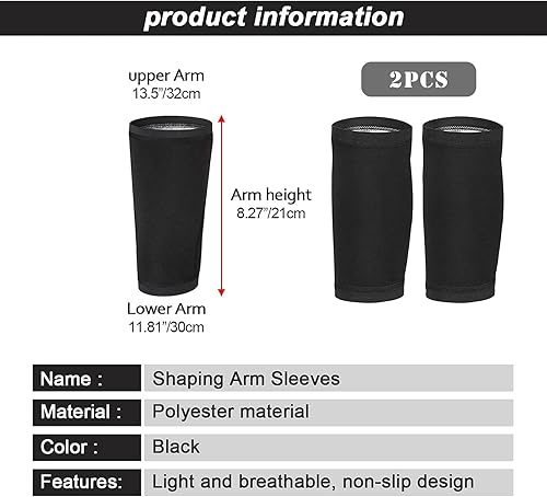 Angelkiss Sauna Arm Shaper Elastische Arm Kompression 2 Stück Arm Former Trimmer Slimming Abnehmen Arm Ärmel Sauna-Arm-Shaper Für Damen Herren Arme Gürtel Sport Fitness Ärmel (XXL/3XL Schwarz, Silber)
