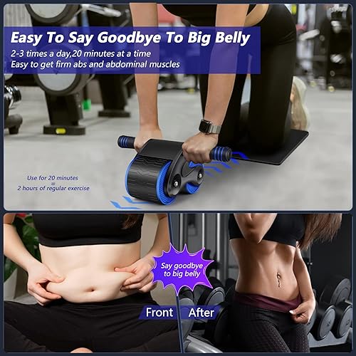Ab Bauchroller mit Handyhalter und Rückholfeder, Automatisches Rebound Aabdominal Wheel, Automatischem Rückprall, Roller Bauchtrainer, Bauchtrainer für zuhause,bauchtrainer für zuhause