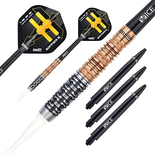 ONE80 Soft Dart Lourence Ilagan The Gunner 3 VHD 90% Tungsten Softtip Dart Softdart Dartpfeile Set mit Schäften und Flights Hochwertige Tungsten Softdarts