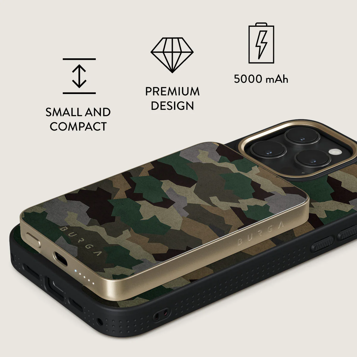 Tropical Green Camo - Magnetic Power Bank