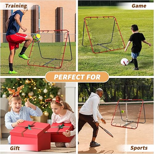 KAIHAOWIN Rebounder für Fußball 120 ×180 cm|120 ×120 cm，Fußball Rebounder Metall mit Verstellbarem Winkel, Rückprallwand für Fußball