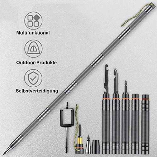 RaManda Vielseitig Abnehmbare Wanderstöcke Wild Survival Selbstverteidigung Gehstock Verstellbare Faltbar Spazierstock Leichtgewicht 7075 Aluminiumrohr mit Handyhalter