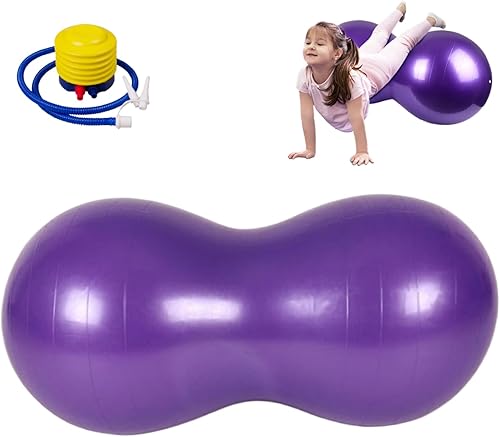CAKEEYUM Peanut Ball Erdnuss-Gymnastikball mit luftdicken PVC-Erdnussbällen für Kinder, Therapie, Schwangerschaft, tragbarer Yoga-Ball für Zuhause, Fitnessstudio, 88,9 x 45,7 cm