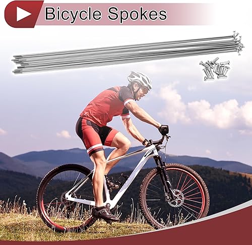 HEROFFIX 12 Set 14G Fahrradspeichen 289mm Fahrradrad Speichen 304 Edelstahl Silber Ton