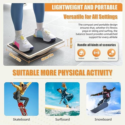 Wackelbrett, Sports Balance Board Holz, Wackelbrett mit rutschfestem Standfuß, Balancierbrett für unter dem Schreibtisch, Kernkraft, Stabilität, Balance Board Schreibtisch