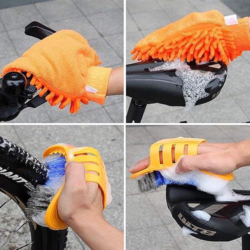 Fahrrad Reinigungsbürsten Set,Fahrradreinigungsbürstenwerkzeug,Bike Reinigungsbürste Tool,Fahrrad-Kettenreiniger-Werkzeug-Set,Clean Brush Kit Reinigung Bürste Set