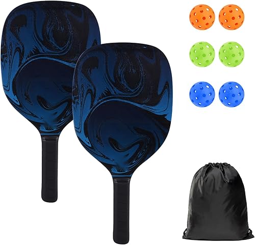 JAOGAUS Pickleball-Set: 2 Schläger Mit 6 Bällen Und Tragbarer Tasche, Padelschläger Für Drinnen Und Draußen, Für Männer Und Frauen